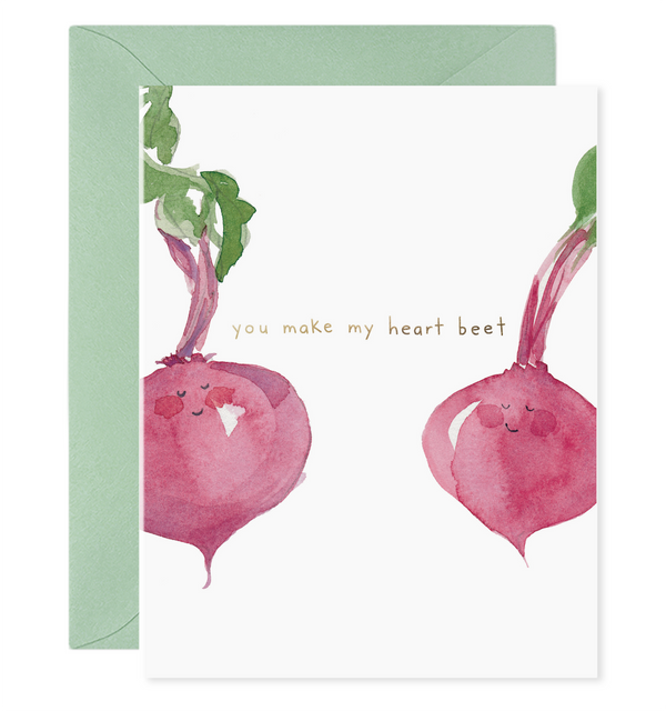 you make my heart beet vegetable card notecard cute clever funny smiling beets