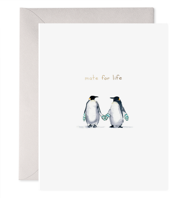 mate for life penguins card mittens anniversary wedding love penguin