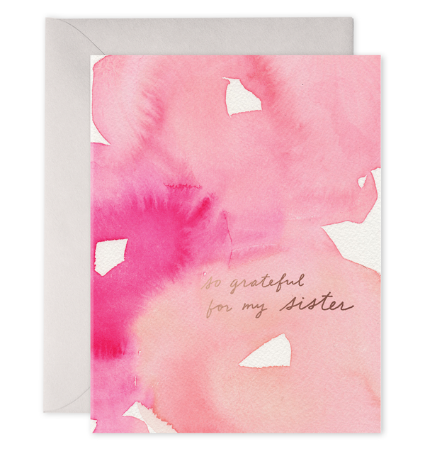 grateful for my sister card for birthday thank you watercolor pink lovely
