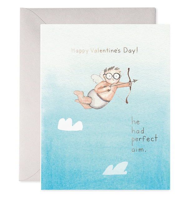 happy valentines day valentine's card cupid he had perfect aim cute vday card