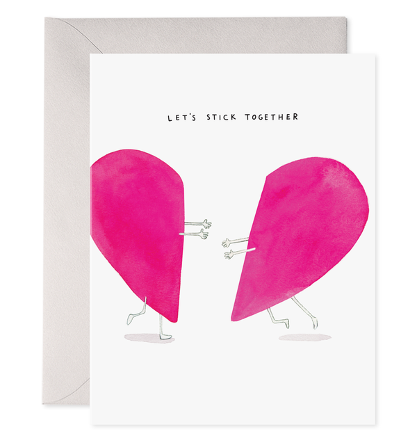 let's stick together pink heart card anniversary friend valentine