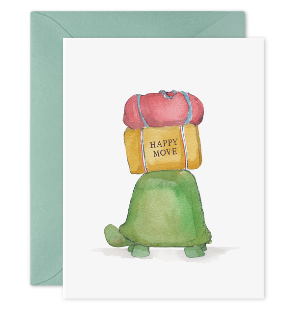 housewarming card turtle suitcase Happy Move new home card