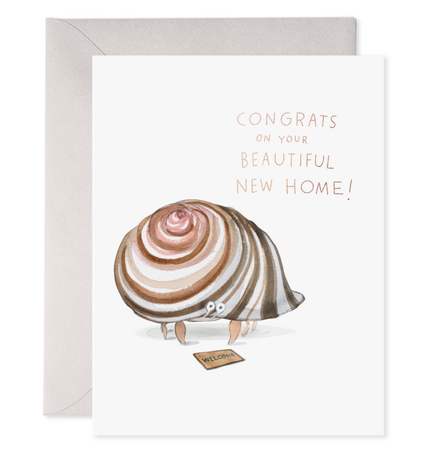 hermit crab card for new home snail shell housewarming moving card neighbor