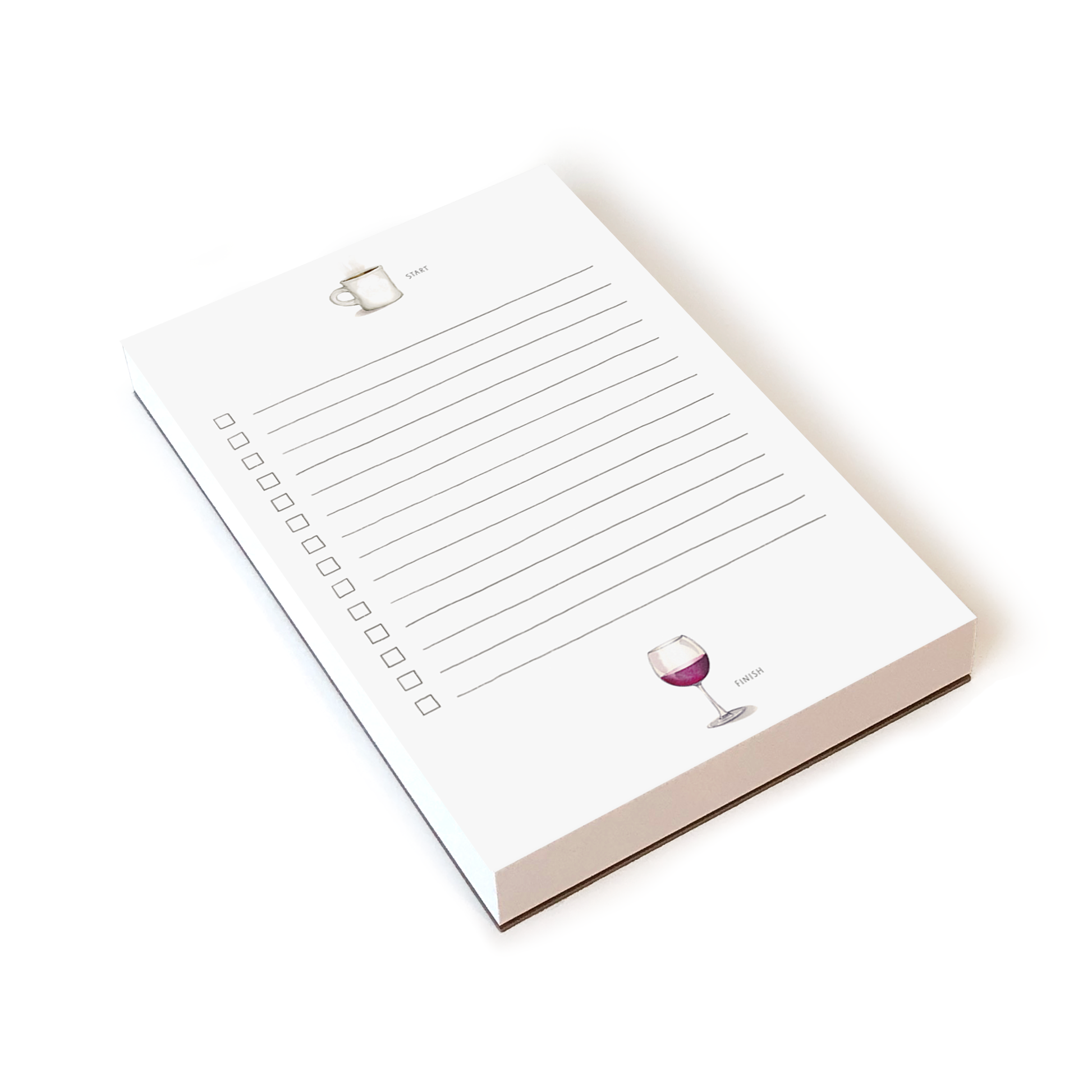 start finish notepad checklist task pad wine coffee