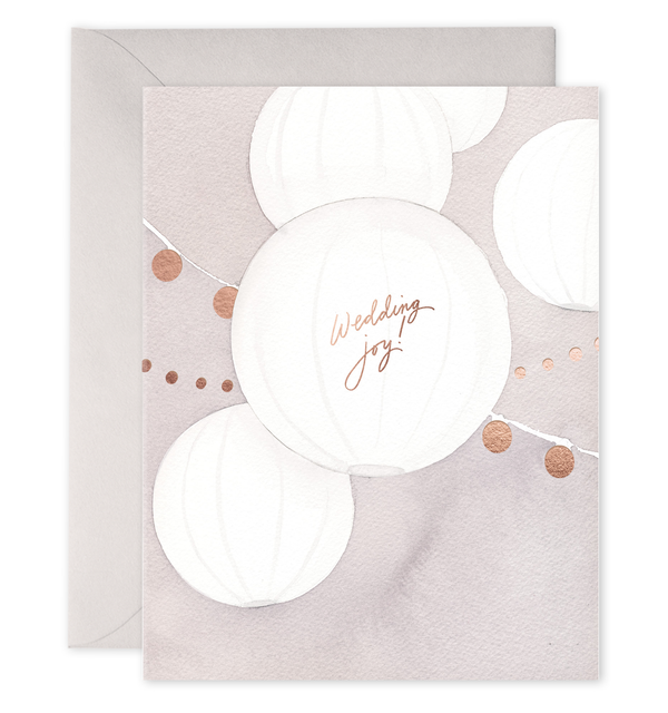 wedding joy card for shower bridal paper lanterns watercolor