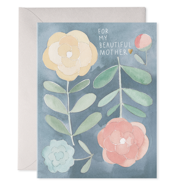 for my beautiful mother mother's day card mom day card watercolor flowers floral pretty mom birthday bday