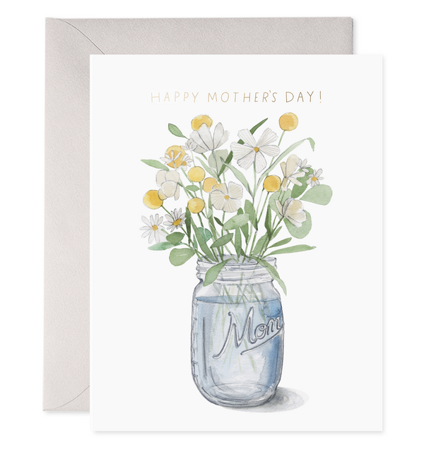 happy mother's day mom wildflowers bouquet mason jar ball jar flowers card for mom