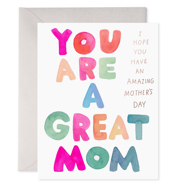 you are a great mom mother's day card colorful watercolor tie dye #1 mom