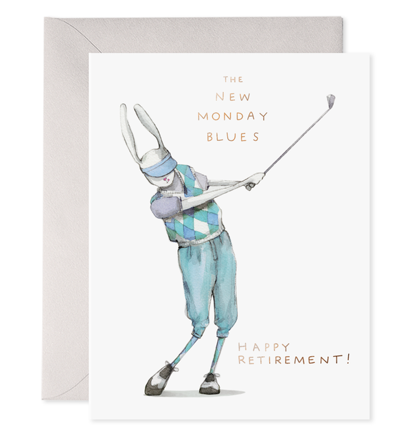 golf retirement card rabbit bunny new monday blues retirement party card