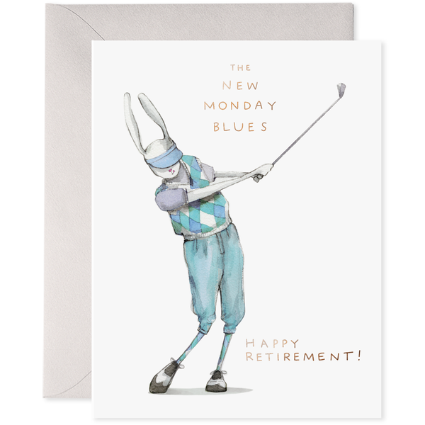golf retirement card rabbit bunny new monday blues retirement party card