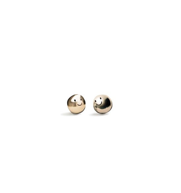 brass earrings studs with smiley face