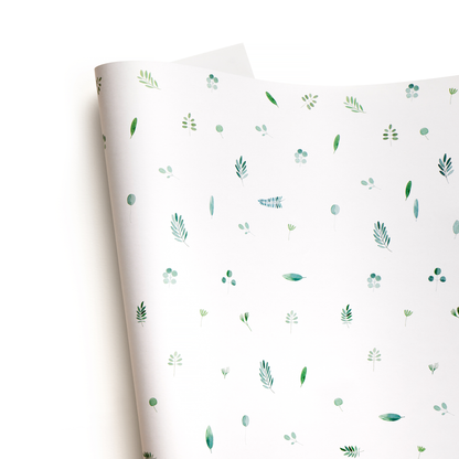 botanical garden leaves wrapping paper gift wrap giftwrap white green