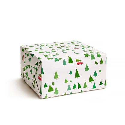 christmas trees red car falalala wrapping paper gift wrap giftwrap white green red